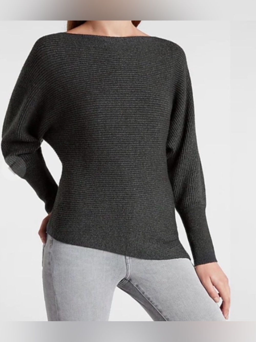 Express Ribbed Asymmetrical Sweater - Picture 7 of 8
